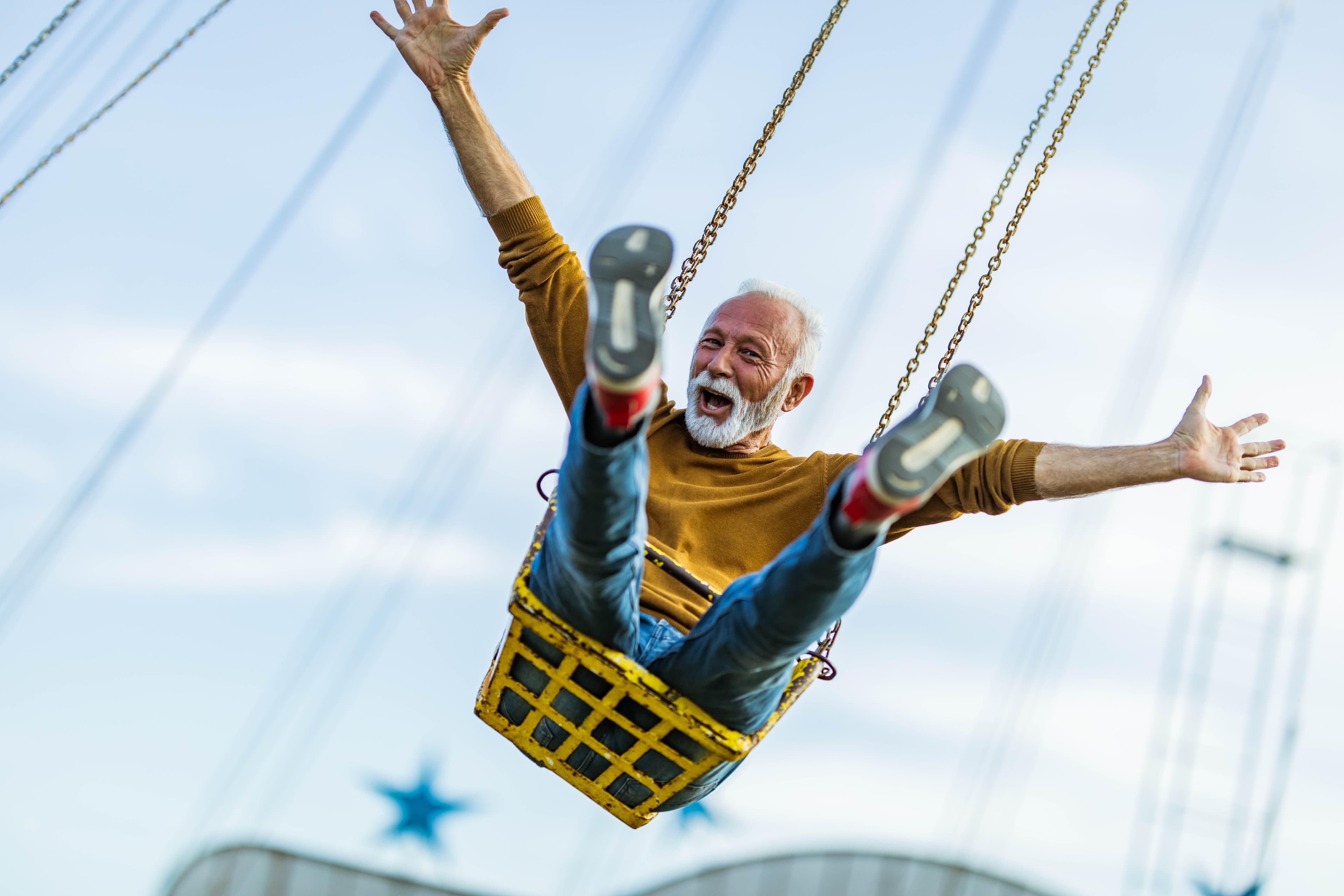 Self massage man in swing