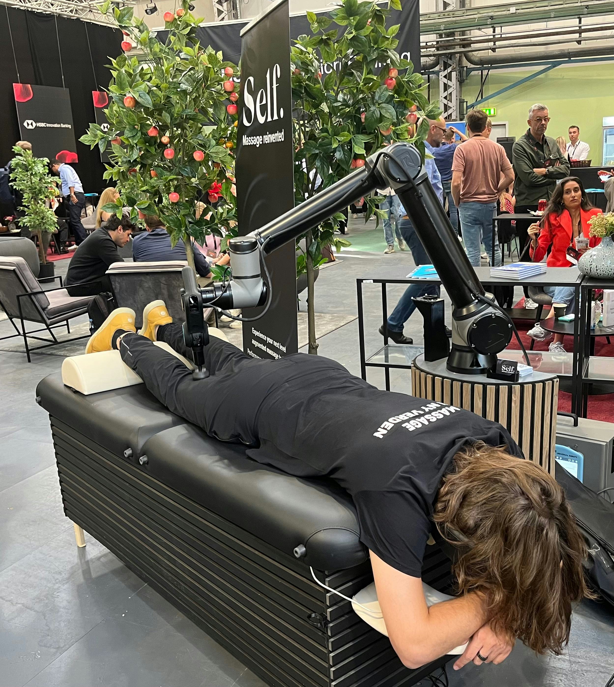 Julian getting Self massage at TechBBQ