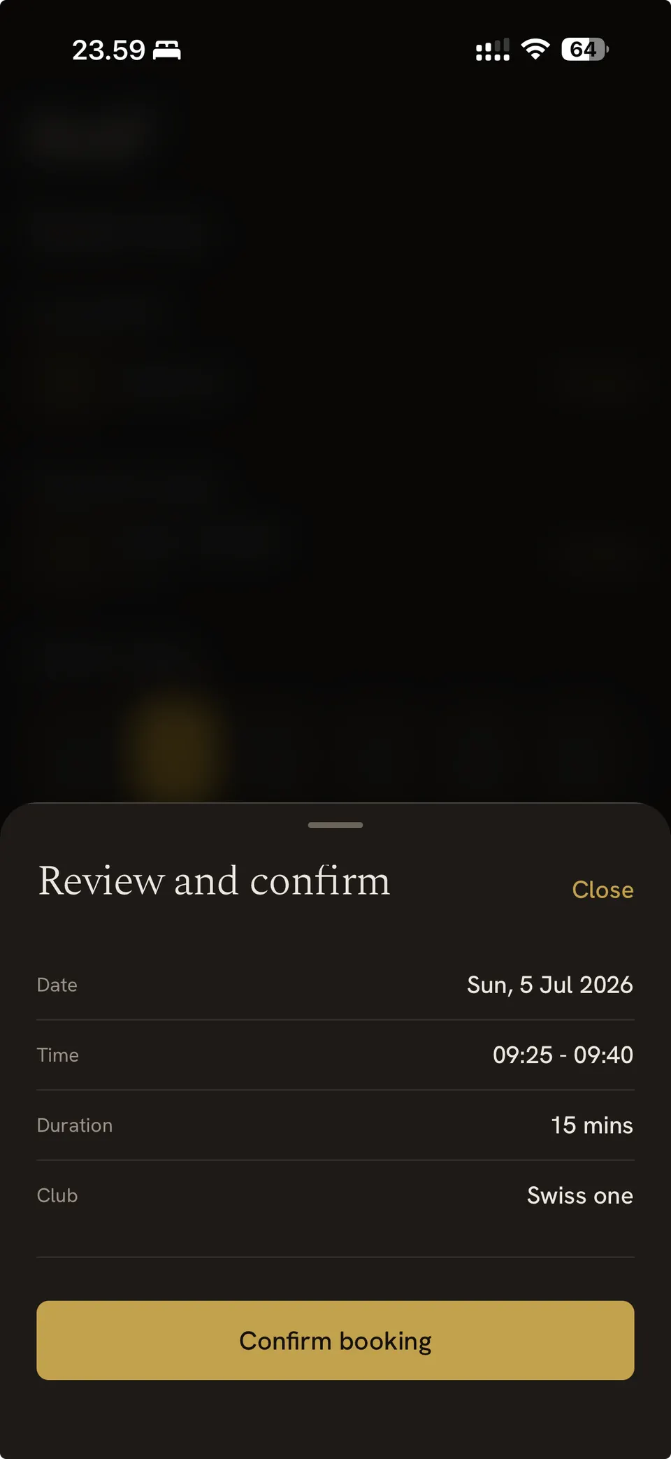 Reviewing and confirming a booking