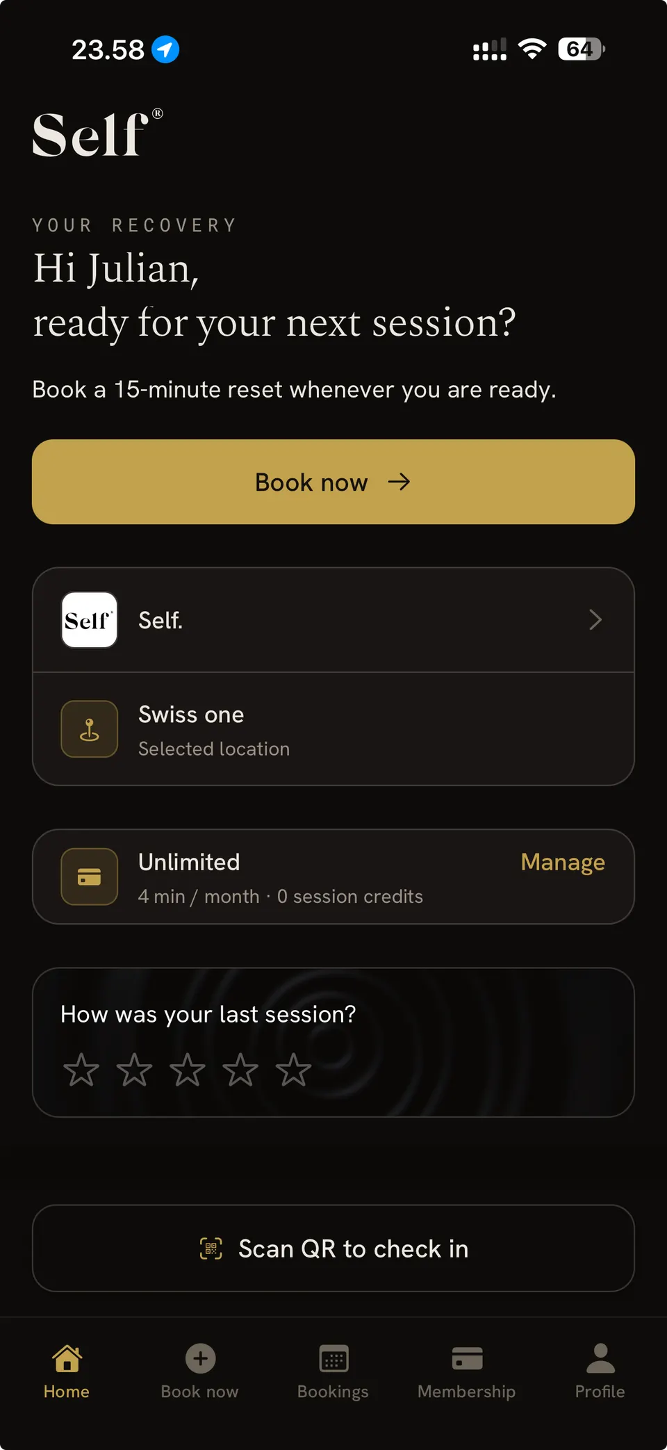 Self app home screen