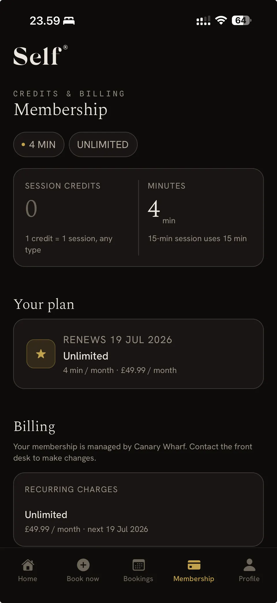 Managing membership in the Self app