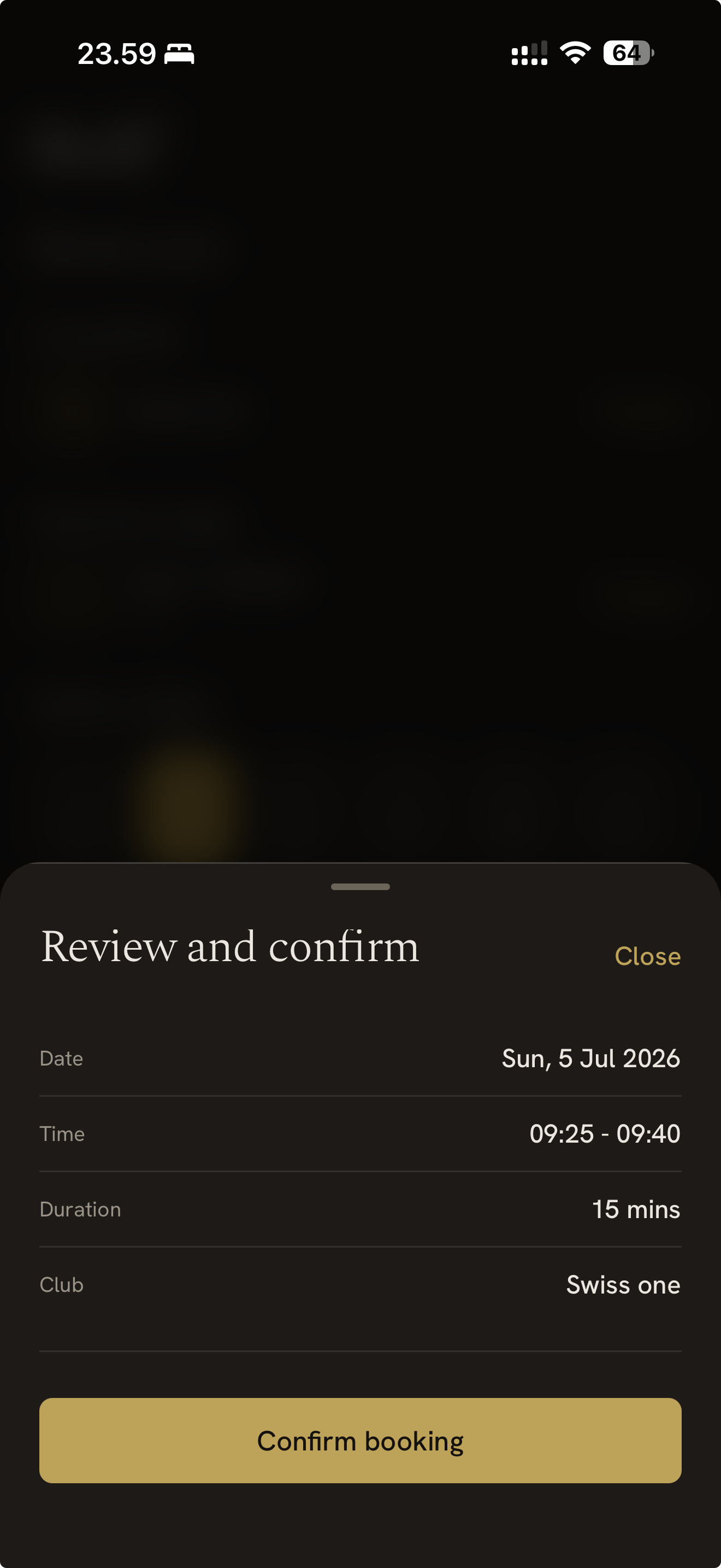 Reviewing and confirming a booking