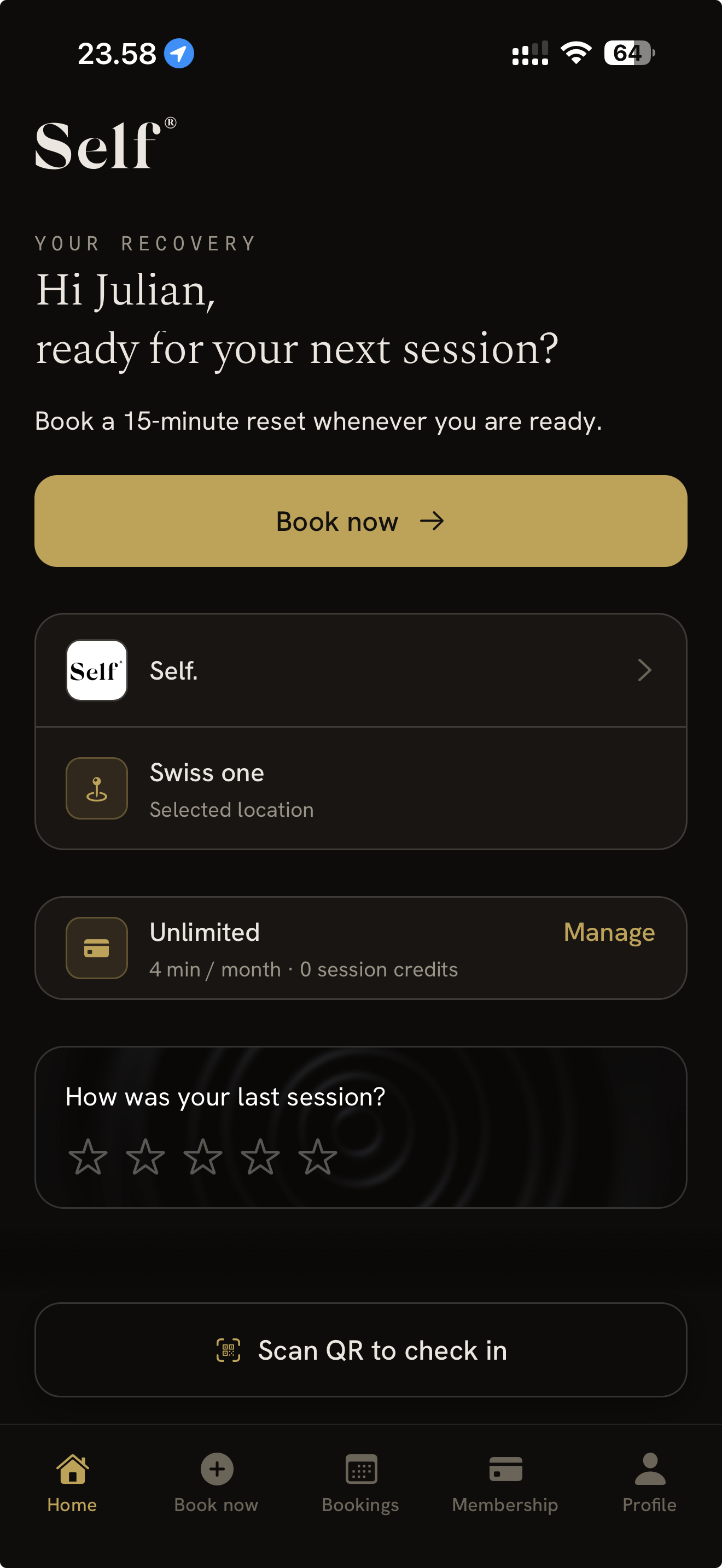 Self app home screen